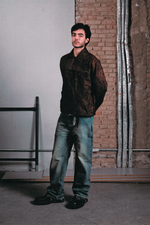 Jaqueta Workwear em Couro Lambskin Vermelho