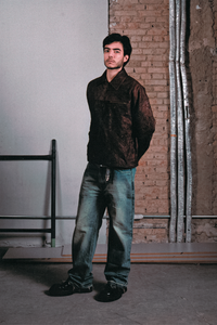 Jaqueta Workwear em Couro Lambskin Vermelho