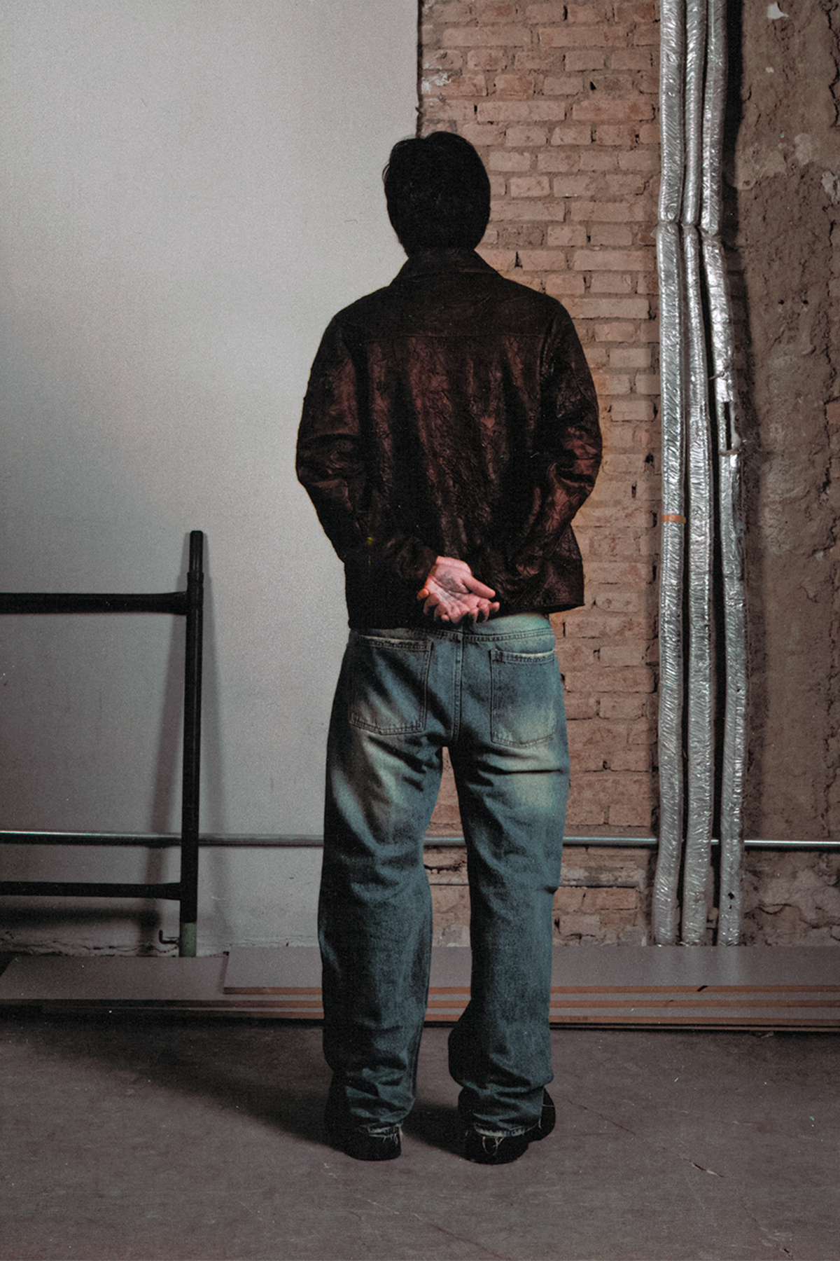 Jaqueta Workwear em Couro Lambskin Vermelho