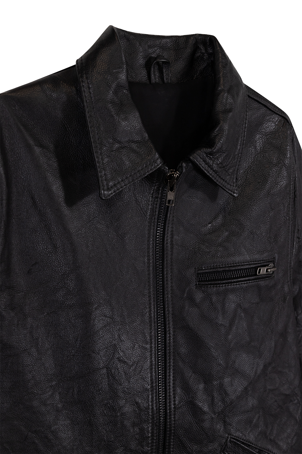 Jaqueta Workwear em Couro Lambskin Preto