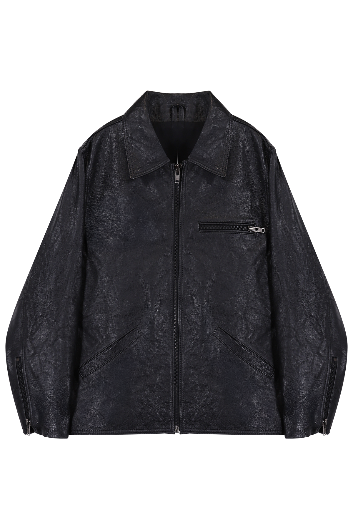 Jaqueta Workwear em Couro Lambskin Preto