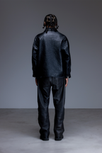 Jaqueta Workwear em Couro Lambskin Preto