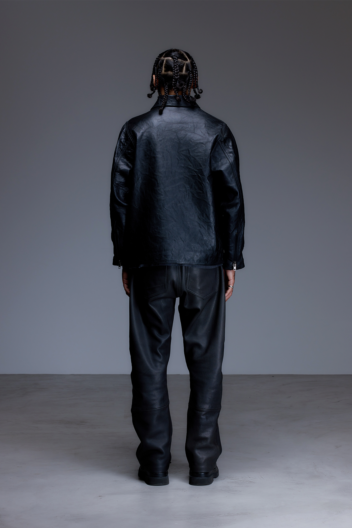 Jaqueta Workwear em Couro Lambskin Preto